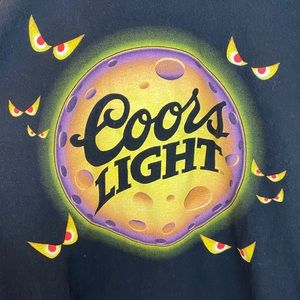 Coors Light Full Moon Glowing Eyes Halloween Spooky Long Sleeve T Shirt